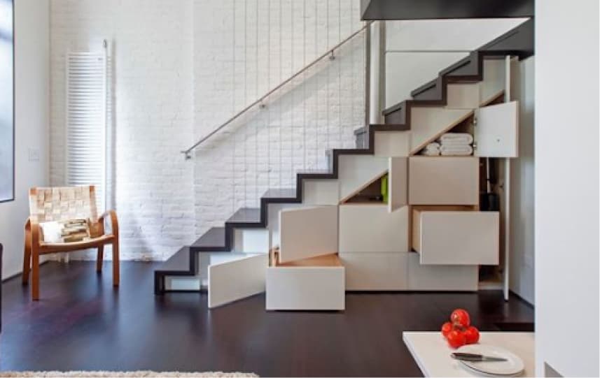 Inspirasi desain tangga minimalis dari besi dan kayu